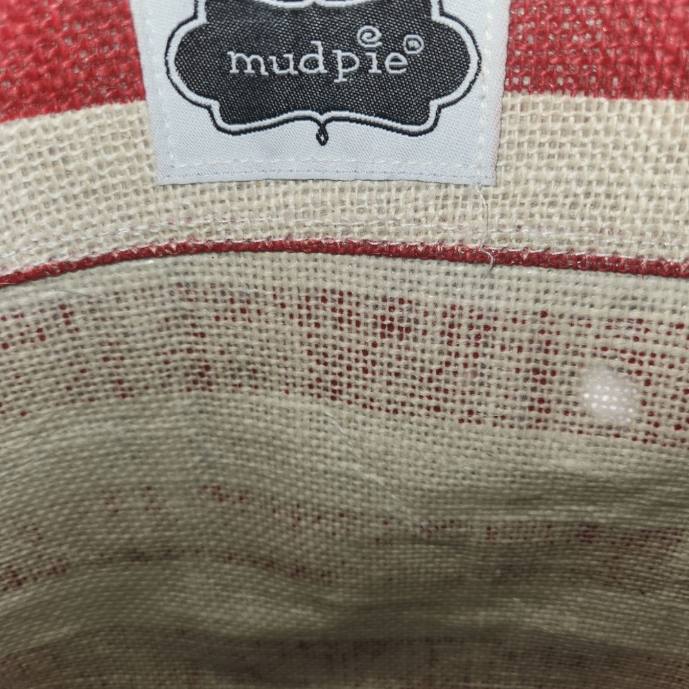 NWOT, Mudpie, Red and White Striped Tote Bag, With Black and Silver Sequins. - Picture 3 of 10
